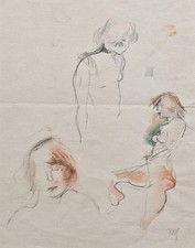 Max Schwimmer Frauenakt Expressiver Realismus Dresden sign color Bleistift 20 Jh