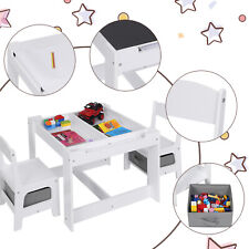 EUGAD 3 in 1 Kindertisch mit 2 Stühlen Kindersitzgruppe mit Stauraum Malttisch