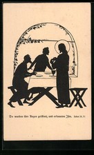 Ansichtskarte Jesus erscheint auferstanden den Jüngern, Scherenschnitt 