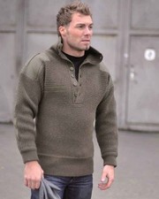 Oesterr.Alpin Pullover Wolle oliv, Troyer, Sweatshirt, Outdoor, Military   -NEU-