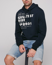 CAMP DAVID Kapuzensweatshirt mit kontrastreichem Print Navy Herren Pullover Gr.L