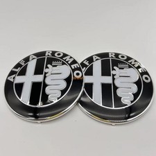 Emblem Schwarz Chrom 74MM Front Heck Scudetto 147 156 159 166 AZ 2PCS ALFA ROMEO
