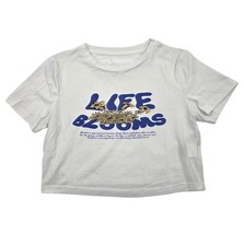 DAZY Crop-Top Damen Weiß Blau