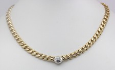 ♦ Collier 18 kt 18k 750 er Gelb Weiß Gold mit Solitär Brillant Hals Kette Massiv