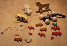 Tiere aus Holz - Tigerente Pferd Maus Zieh-Tier Bauernhoftiere ... *** Konvolut