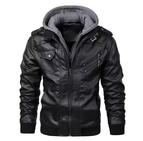 Herren lederjacke mit - pu-lederjacke,