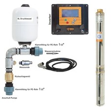 Tiefbrunnenpumpe  3,5"  6300 l/h  6,3 - 13 bar sandresistent bis 5% , Inverter