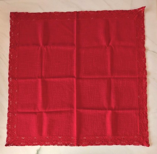Vintage tischdecke rot 78x78 - tischdecke,