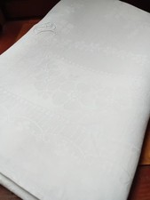 Alte Leinen Tischdecke Tafeldecke Monogramm große Mitteldecke Shabby Landhaus