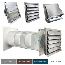 Edelstahl Mauerkasten Mauerdurchführung Wanddurchführung Abluft Ø 100 125 150