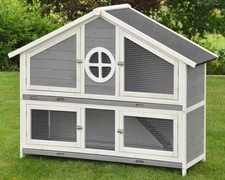 Hasenstall XXL Kaninchenstall Meerschweinchen Kleintierstall Momo grau weiß