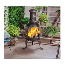 Terrassenofen Terrassenkamin Gartenofen Feuerstelle mit Grill  und  Schürhaken