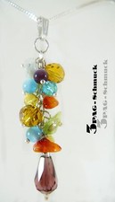 Anhänger 925 Silber * Amethyst Peridot Cateye MULTICOLOR STEINE Schmuck