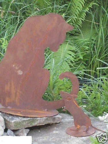 Edelrost katze mit maus - edelrost,