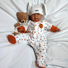 TU Baby Strampler in Halloween Design, Schlafanzug, Kürbis Motiv Gr. 50/56