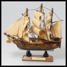 Vintage Schreibtisch Regal Kaminsims Tisch Wohndeko braun Segelboot Schiff Holzmodell