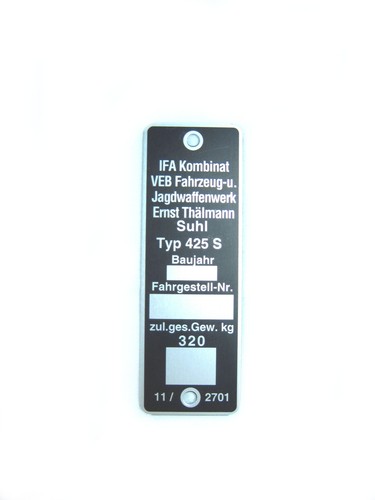 Typenschild awo typ 425 sport - typenschild,