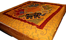 Tagesdecke Bettdecke Doppelbett Orange-Bunt Baumwolle Elefanten 212 x 206 cm