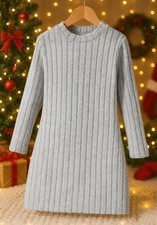 Mädchen Strickkleid Grau 9