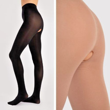 Fiore Ouvvert 80DEN Strumpfhose Schritt offen S-3XL Schwarz Nude Damen Nylons
