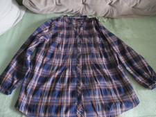 Damen - TUNIKA BLUSE langarm blau braun kariert Gr. 3XL 50 52 - Janina