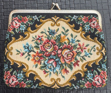 Gobelin / Petit Point Stickerei Portemonnaie Geldbeutel ca. 14,5 x 13 cm - 50er