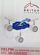 Lampe LED 3er Decken Leuchte Kinder Britop 2205302 Strahlerleiste DELFIN GU10 