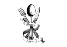Guten Appetit-Besteck Küchen Wandtattoo-Personalisiert in verschiedene Größen