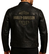 Retro II Distressed Motorrad Jet Black Passing Link Leder Biker Jacke Herren