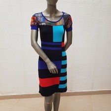 Farbenfrohes Kleid von Aventures des Toiles, 34 (F 36), schwarz, blau, rot, bunt