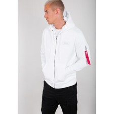 Alpha Industries Back Print Zip Hoody weiß Kapuzenpullover mit Reißverschluß