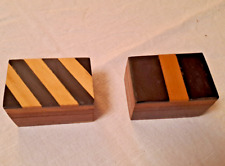 Schmuckkästchen Mini Holztruhen mit Intarsien schwarz-weiß Streifen Holzbox