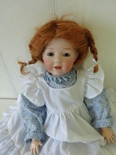Porzellanpuppe mit Holzkörper - 46 cm  - Handarbeit