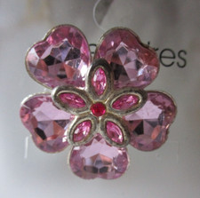 Brosche Blume Kunststeine RRosa Anstecknadel Modeschmuck Fashion Metall