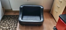 Hundecouch Sofa für Kleine Hunde, Schwarz, 50x40x30 cm, Kunstleder