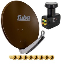 Fuba 4 Teilnehmer TV SAT Anlage DAA 650 B Antenne ALU Quad LNB F-Stecker HDTV 4K