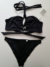 Hunkemöller Bikini Nero Rib highleg und croptop mit Neckholder XL schwarz