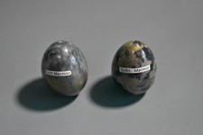 Edelstein-Eier–Set 2-tlg.  aus grauem Marmor – Höhe ca.: 7,5cm =57