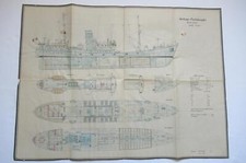Kriegsmarine Schiffbau Entwurf Generalplan Hochsee-Fischdampfer coloriert 1938 !