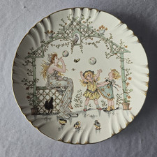 2 - Antiker Kinderteller Wandteller, Utzschneider Sarreguemines, Frankreich 1880