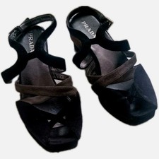 PRADA MILANO ITALY GRÖßE 40. GUTER ZUSTAND SANDALE SCHWARZ WILDLEDER 