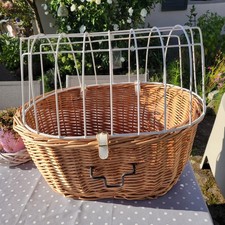 Großer Hundefahrradkorb aus Weide mit Schutzgitter für klick fix Lenkerhalterung