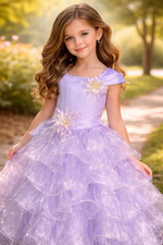 Lila Blumenmädchenkleid