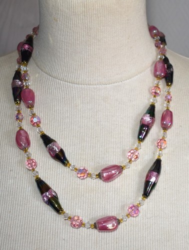 Perlenkette reihig aus rosa - perlenkette,