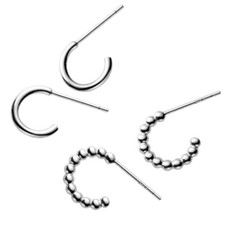 Ohrstecker Halb Creolen Schmal