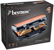 Bestron XL Sandwichmaker Antihaftbeschichteter Sandwichtoaster Toaster #Y107-23