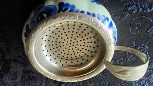Teesieb blau weiß geblümt - teesieb, blau/weiß