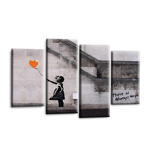 Banksy wandbild orange grau - wandbild,
