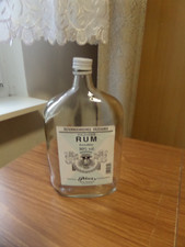 Schöne schwere Rum Flasche leer transparent weiß Glas mit Schraubverschluß 640 g