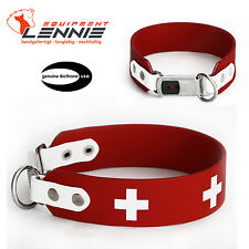 BioThane Halsband Swiss, Suisse, Weißes Schweizer Kreuz, Halsung, Hundehalsband